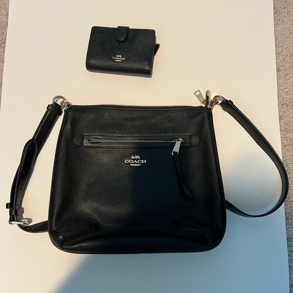 Coach Leather Mae Crossbody with Medium Corner Zip Wallet Bundle